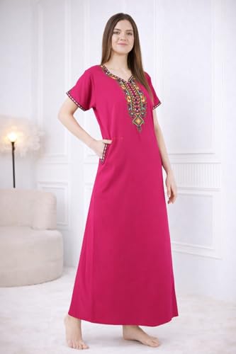 Image of Women's Cotton Blend Embroidered Maxi Nightgown