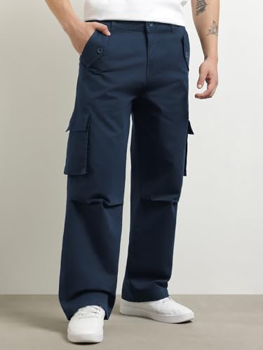 Image of Nobero Oversized Cargo Pants for Men | Oversized Fit | Multiple Cargo Pockets | Elasticated Waist | Casual & Utility Wear