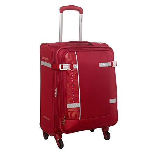 Skybags Polyester Solid Pattern Snazzy 4W Exp Strolly Softshell Inline Suitcase/Trolley Bag (H) 59 (Carmine Red, Small), H-60 Centimeters