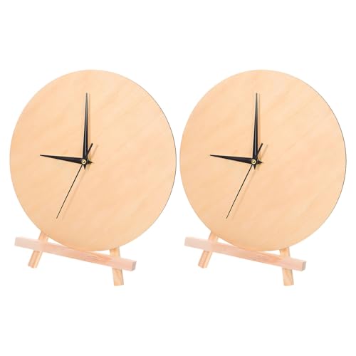 VALICLUD 2 Juegos Esferas de Reloj Redondas de Madera para Pintar Placa DIY para Manualidades y Decoración de Pared Dormitorio Infantil Reemplazo de Dial Soporte Incluido