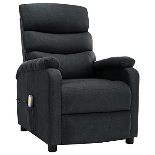 KOIECETA Massagesessel mit Heizfunktion Massage TV Sessel Fernsehsessel Relaxsessel Ruhesessel Polstersessel Liegesessel Lounge Dunkelgrau Stoff Cover
