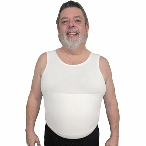 The Natural Posture Mens Ultra Slimming Shirt - Sleeveless Chest and Tummy Control Undershirt - Breathable Comfortable Stomach Shapewear - Compression Tank Top and Body Shaper - White 2XL