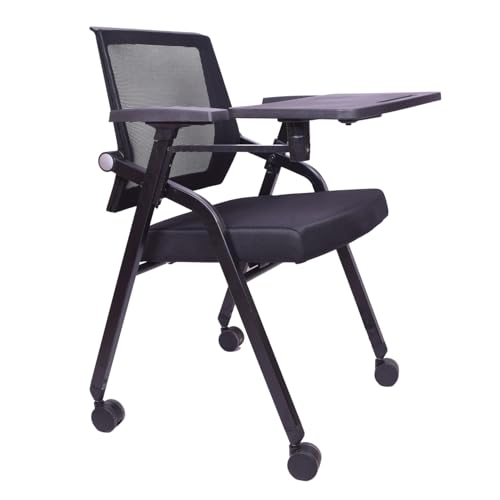 Image of Polo Ergonomic Office Chair with Writing Board | Breathable All-Net Mesh | Adjustable Desk & Study Chair for Office & Home | Foldable Training Chair with Wheels Black