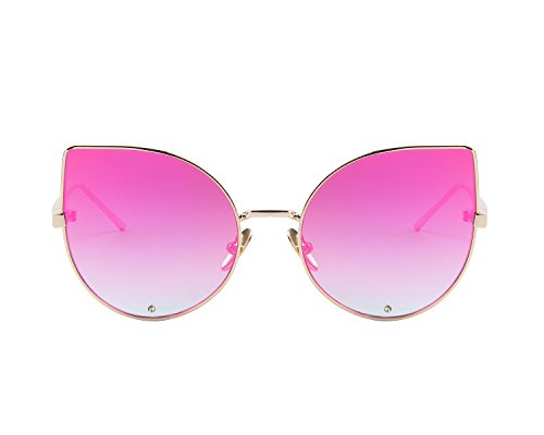 MERRY'S Women Rose Gold Cat Eye Sunglasses Pink Mirorred Lens S8026 (Red, 52)