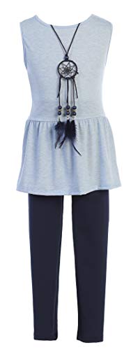 Image of iGirlDress Girls 4 Pieces Pant Set Long Sleeve Jacket Necklace Floral Plaid Pant 4-16