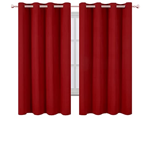 Image of LEMOMO Red Blackout Curtains /52 x 63 Inch /Set of 2 Panels Room Darkening Curtains Thermal Insulated Living Room Curtains