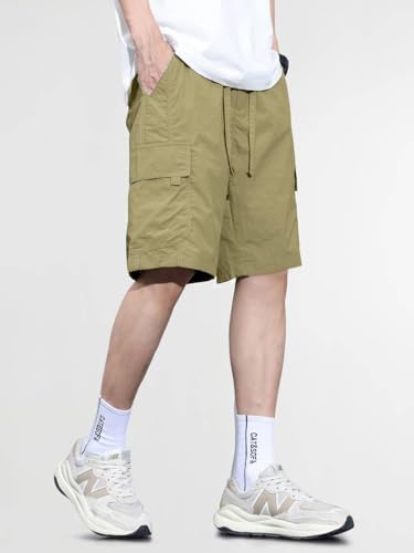 Image of TAGDO Men's Cotton Cargo Shorts with Multi Pockets | Lightweight Casual Outdoor Shorts Pant for Men | Elastic Waist Drawstring Utility Shorts for Hiking, Camping and Daily Wear (2048)