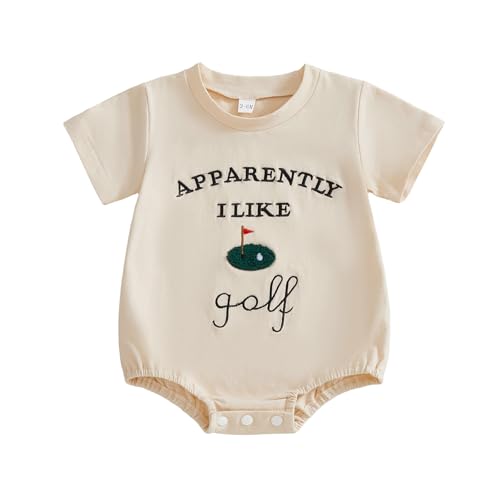 Image of Kupretty Infant Baby Boy Girl Romper Baseball/Golf Play Ball Embroidered Romper Short Sleeve Bodysuit Newborn Playsuit