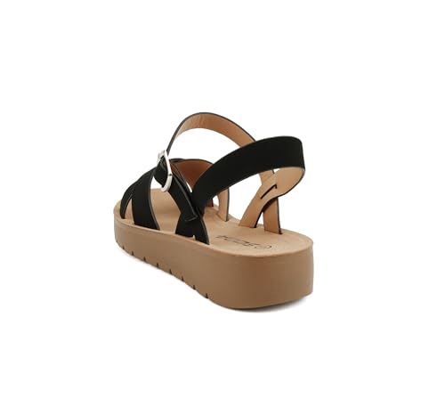 Soda CHESTER ~ Women Flat Sandals Flatform Ankle Buckle Criss Cross Band Straps Sandals Shoes3