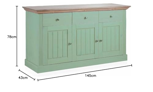 Image of APRODZ Solid Wood Alegre Sideboard Storage Cabinet for Living Room | Misty Teal