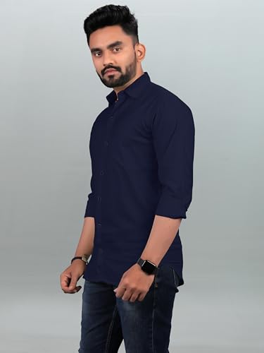 Image of Men Regular Fit Solid Spread Collar Casual Shirt