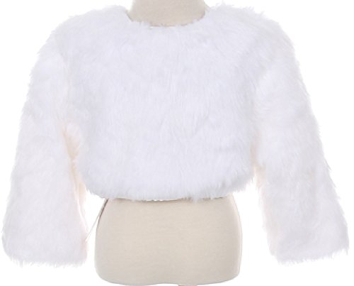 BluNight Collection Little Girls Faux Fur Flower Girl Cardigan Sweater Bolero Jacket Shrug4