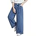 Girls Straight Leg Denim Pants Kids Baggy Casual High Waist Jeans Teen Summer Washed Fashion Outfit with Pockets(Blue, 4-5 Years)