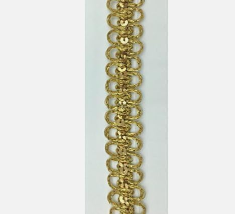 Generic 1 Pcs 3/4"" Gold Metallic Sequin Galloon Trim for Decorative 12 Yards - Rk8