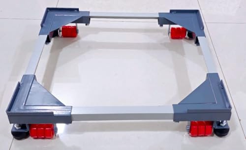 Image of Heavy Duty Washing Machine Trolley for Fully and Semi Automatic, Adjustable Metal and Wheels, Wheeled Metal Frame Front or Top Load, Fridge and Dishwasher Stand (Min: 52 inchx43 inch, Max: 79 inchx70 inch Pack of 2)