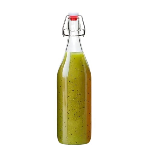 Image of Glassbunny Glass Bottle with Swing Cap 1000 ml Leakproof Airtight Flip Top 1 Litre Bottle with Stopper for Beverages Oil Vinegar Soda Kefir Beer Juice Fridge Water