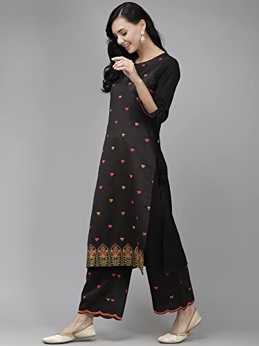 Image of INDO ERA Women's Embroidered Viscose Straight Kurta With Pant & Dupatta Set (KH9BK9175)