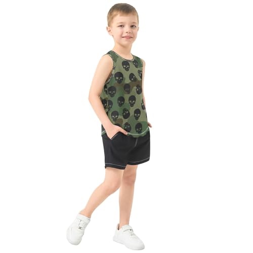 J JOYSAY Skull Camouflage Graphic Khaki Boys Tank Top Sleeveless Muscle Shirts Quick Dry Kids T-Shirts 3-15T4