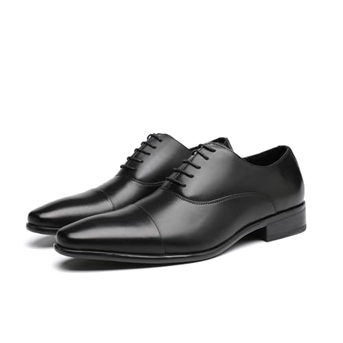 Image of DECARSDZ Mens Faux Patent Leather Classic Lace-up Formal Oxford Tuxedo Dress Shoes