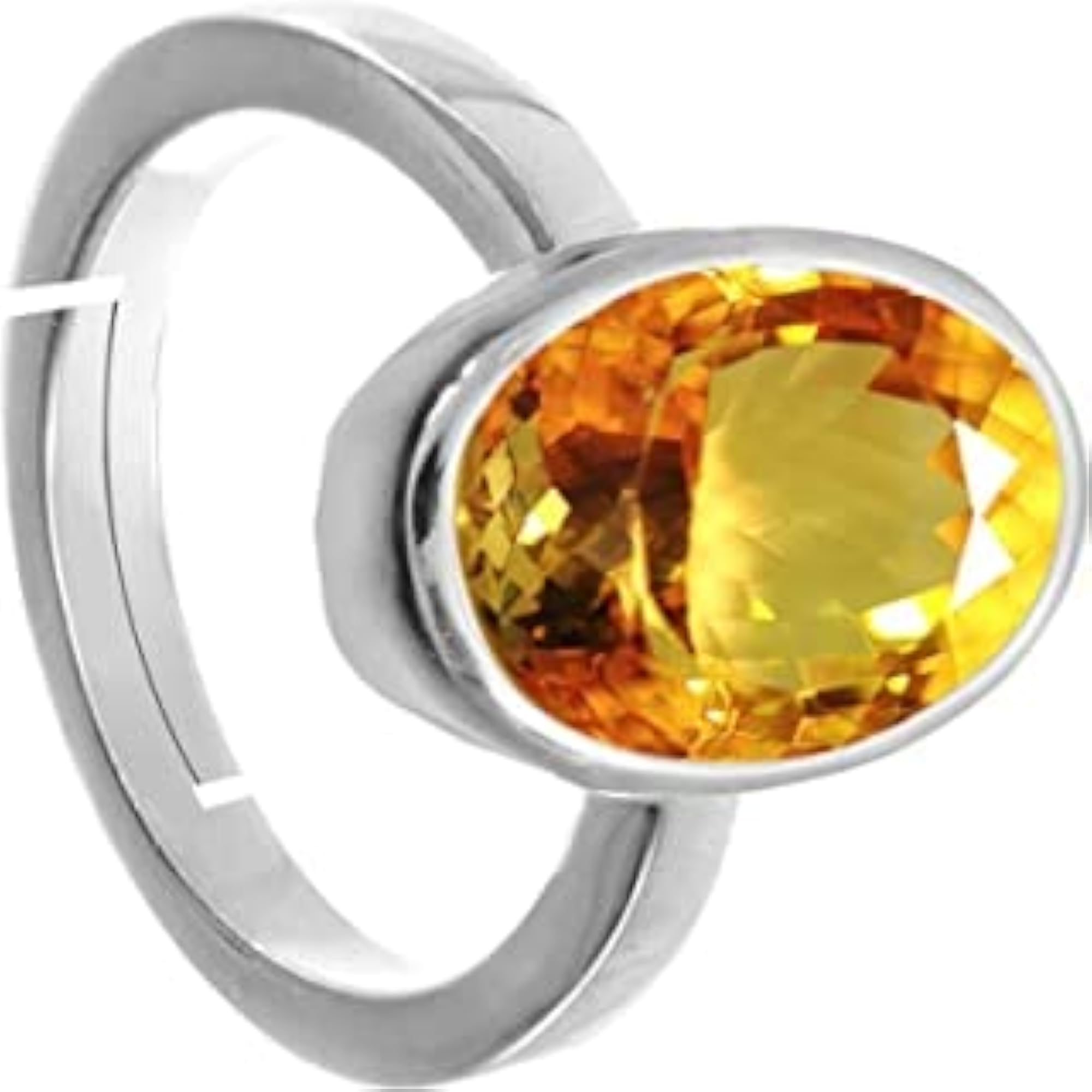 7.25 Ratti Citrine Silver Adjustable Ring, Certified
