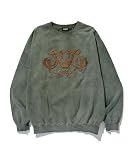 エンブロイダードブリーチドクルーネックスウェットシャツ EMBROIDERED BLEACHED CREWNECK SWEATSHIRT 101261012005 OLIVE M