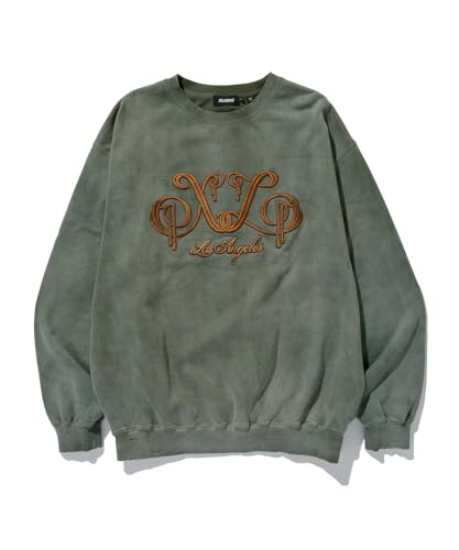 �G���u���C�_�[�h�u���[�`�h�N���[�l�b�N�X�E�F�b�g�V���c EMBROIDERED BLEACHED CREWNECK SWEATSHIRT 101261012005 OLIVE S