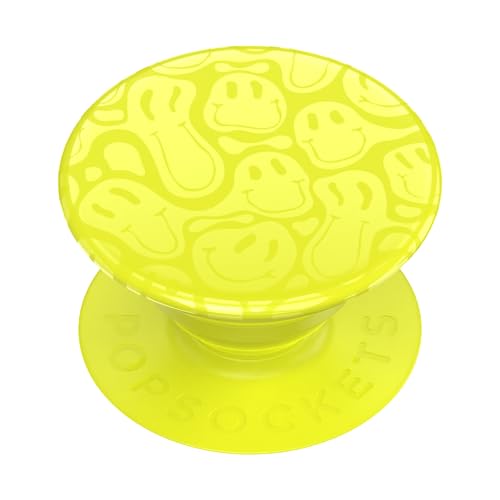PopSockets Adhesive Phone Grip Holder Phone Stand Neon Yellow - Neon Jolt Smiley