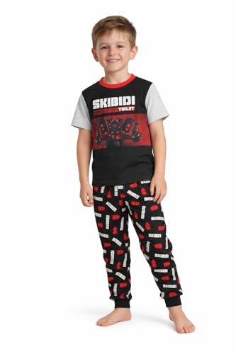 SKIBIDI TOILET Boys 2 Piece Short Sleeve Pyjamas Set Black/Grey Age 12-13 Years