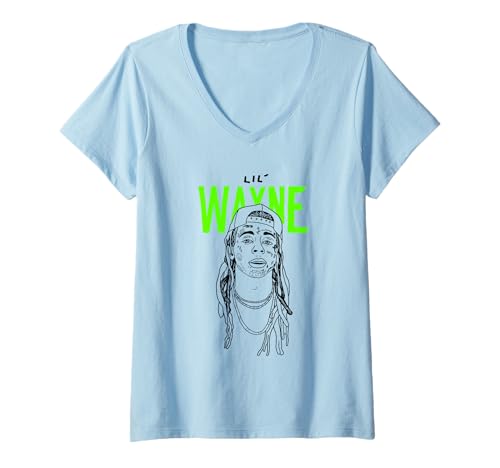 Femme Logo Lil Wayne illustré T-Shirt avec Col en V