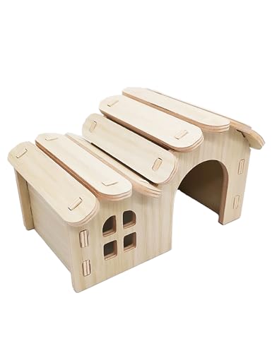 Sirvarni Hamster Hideout Cage Accessories - Hamster House and Habitat Wooden Hide Hut for Dwarf Gerbils and Mouse Mice Rat Other Small Animals etc.