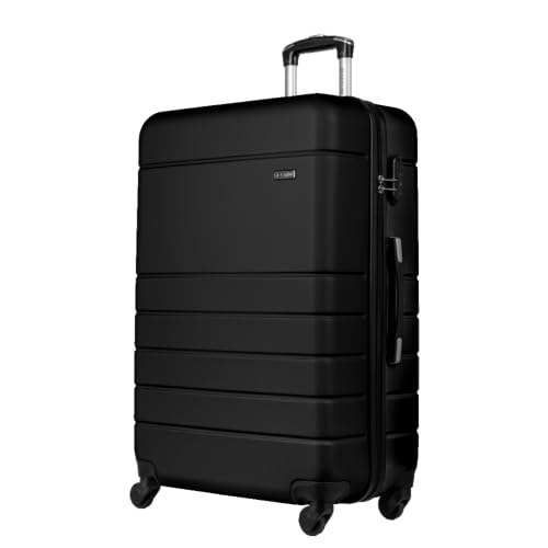 Mala Média 23kg de Viagem, Espaçosa, Rodas 360º Silenciosas, ABS Capacete de Piloto, Cadeado Personalizável 3 dígitos (Essencial 2 Média Preto) (Preto)