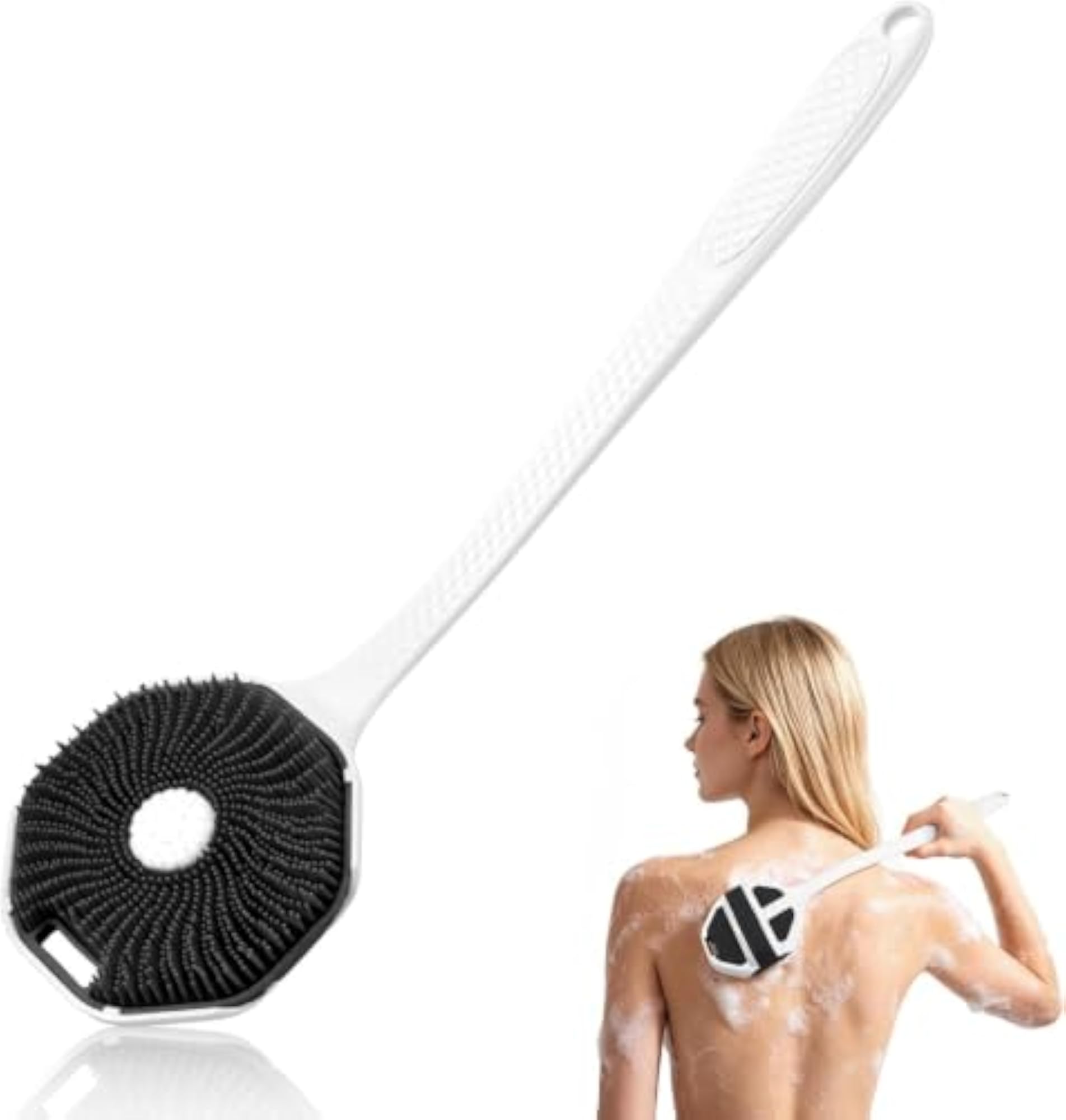 Back Scrubber for Shower, Long-Handled Silicone Brush