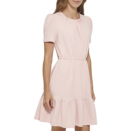 Image of DKNY Women's Puff Sleeve Ruffled Fit Dress