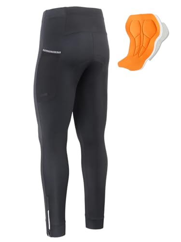 ARSUXEO Cycling Trousers Mens Padded Cycling Leggings Cycling Tights with Cold Protection, Padded Lightweight Bike Leggings Fleece Lining with Two Side Pockets H99 M