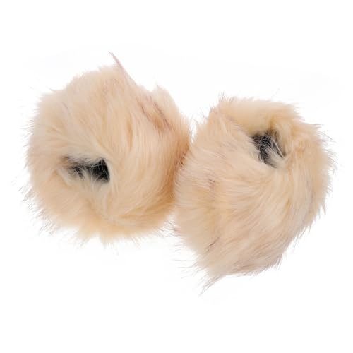 minkissy 1 Pair Faux Fur Wrist for Women Cozy Fluffy Arm Warmers Winter Wrist Bands Elastic Fit Reliable Beige for Comfort and Warmth