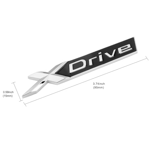 Image of Set of 3D Emblem Grille Badge, ABS X-Drive Rear Emblem Badge Sticker Decal Replacement for X-Drive Trunk Fender (Silver Black)(D4)