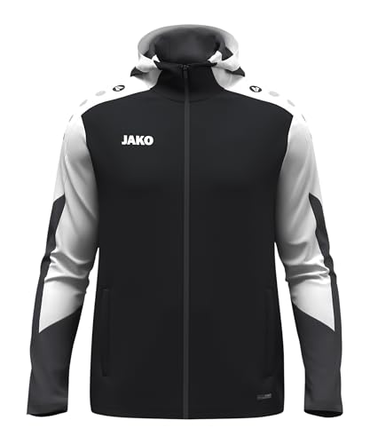 JAKO Kinder Kapuzenjacke Dynamic, schwarz/weiß/anthrazit, 140