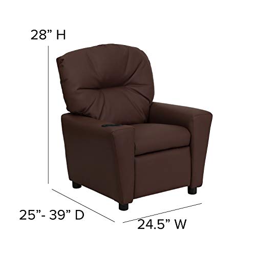 Flash Furniture Contemporary Brown Leathersoft Kids Recliner With Cup Holder #TOP2