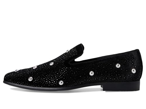 Stacy Adams Men's Spangle Rhinestone Slip On Loafer, Black/Silver, 114