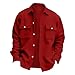 Christmas Gifts For Husband From Wife, Casual Button Up Corduroy Jackets Long Sleeve Fashion Stylish Shirt Jacket Denim (XXL, Wine)