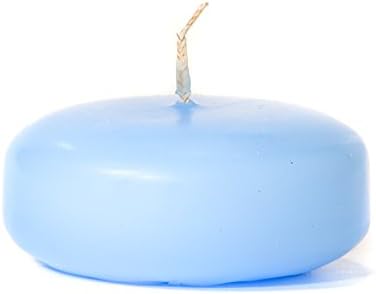 Pack of 10, 3" x 1.25" Small Disk Floating Candles Light Blue for Weddings, Home & Event Decoration, Relaxation, Made in US