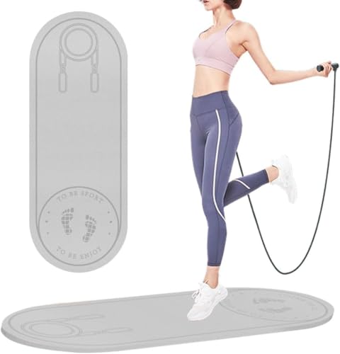 縄跳びマット 屋外屋内用 滑り止め防音 ヨガマット 厚め折り畳み 約8mm TPE素材 衝撃吸収 室内運動 肌に優しい エア縄跳び ジャンプロープパッド 持ち運び収納やすい 軽量耐久性 携帯便利 家庭用 全5色 (グレー)