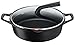 Tefal Olla Baja Aroma Guisera de 28 cm Aluminio Fundido + Tapa, Antiadherente Revestimiento de Titanio, con Picos Vertedores, Apta para Todo Tipo de Fuegos Incluso Inducción, Negro