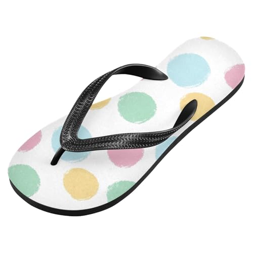 Sinestour Dot White Pink Flip Flops for Beach Thong Sandals Anti-slip Lightweight Beach Slippers for Summer Swim Travel2