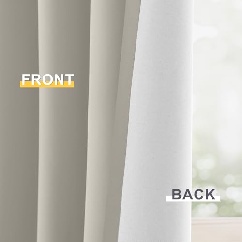 Image of Yakamok Stone Blackout Curtains 84 Inches Long for Bedroom 50 inch Wide 2 Panel | Blackout Curtain Panels for Bedroom, 2 Thick Layers Grommet Top Thermal Insulated Drapes with White Back for Living Room