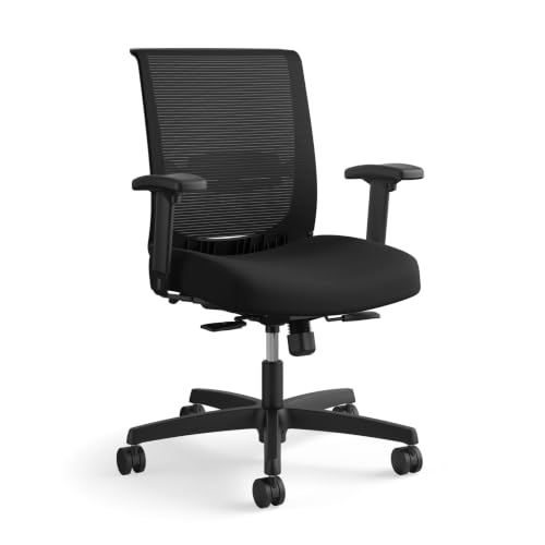 Image of HON Convergence Ergonomic Office Chair with Mesh Back, Adjustable Arms, Lumbar Support, Synchro‑Tilt Desk Chair with Wheels for Home Office or Computer Use, Black Frame, Black