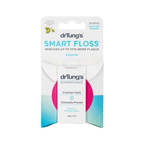 DrTungs Smart Floss - Natural Floss PTFE & PFAS Free Floss Gentle on Gums Expands & Stretches BPA Free - Natural Dental Floss Cardamom Flavor (Pack of 1)