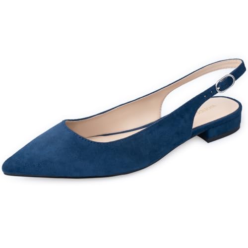WONDERWAY Women Slingback Flat Pointed Toe Shoes for Dressy,Casual,Work,Wedding