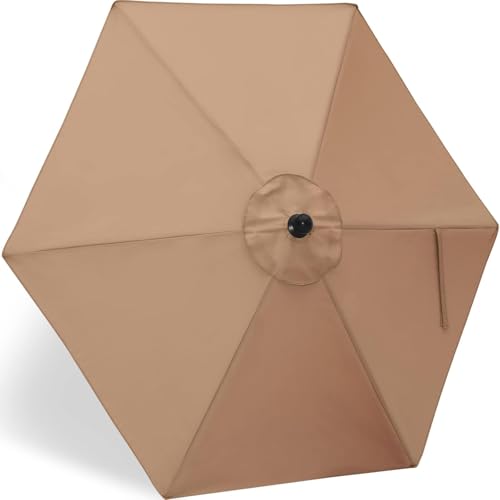 Image of ABCCANOPY 9ft Outdoor Umbrella Replacement Top Suit 6 Ribs (Khaki)