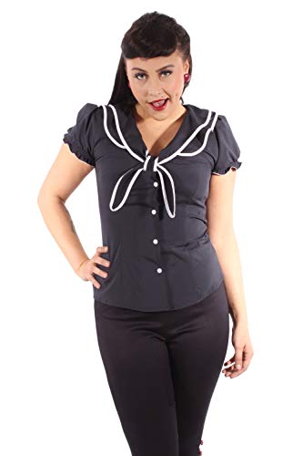 50er Jahre Retro Rockabilly Puffärmel Shirt unifarben Bluse Cover